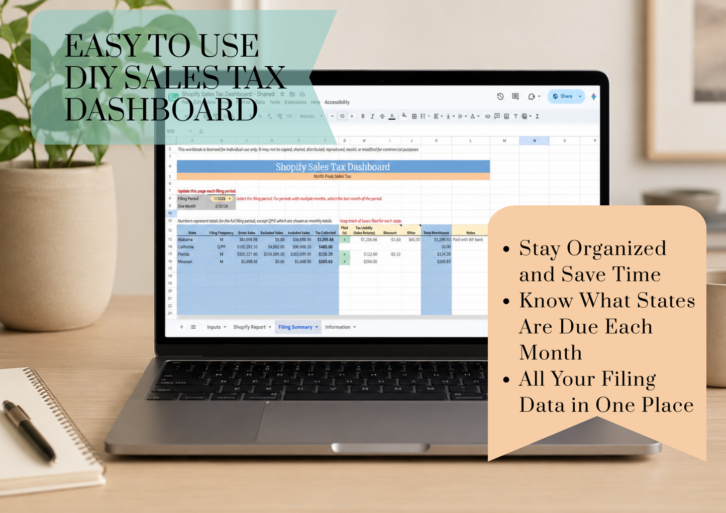 Shopify Sales Tax Dashboard